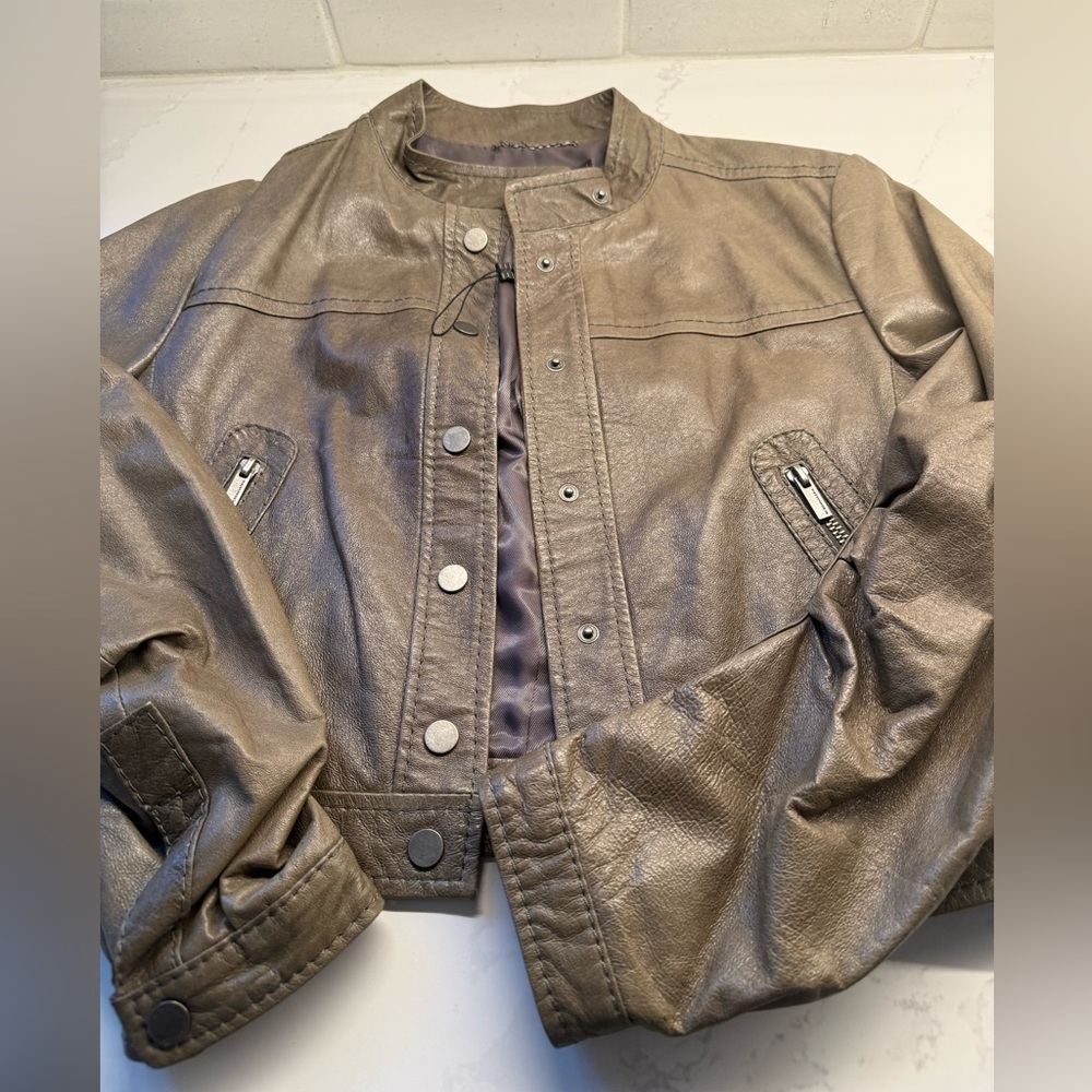 BCBGMaxAzria Green Leather Jacket